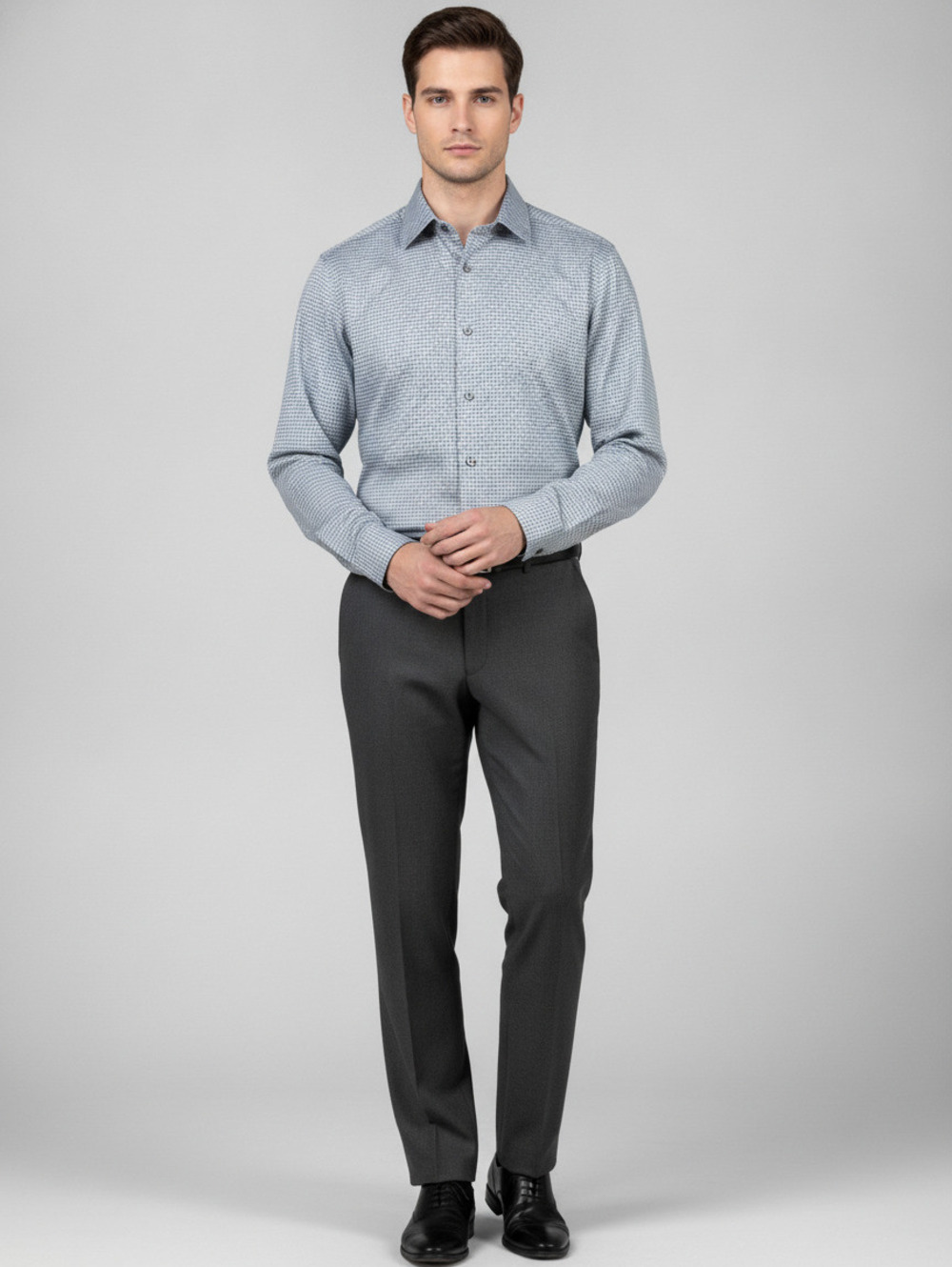 Egara Men's Non-Iron Slim Fit Checkered Dress‎ Shirt, Sz Medium